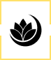 A black flame inside a gold square frame.
