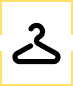 A simple black clothes hanger on a white background.